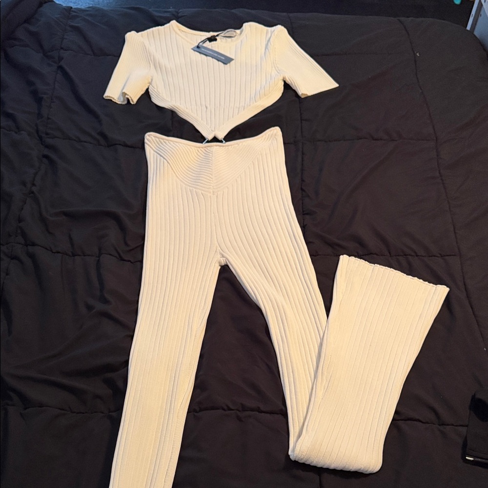 MDV Cream Ribbed Knit jumpsuit